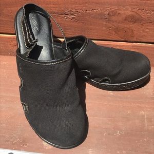 BOC Born Concept black canvas slingback heeled mule w/adjustable strap Sz 10 M